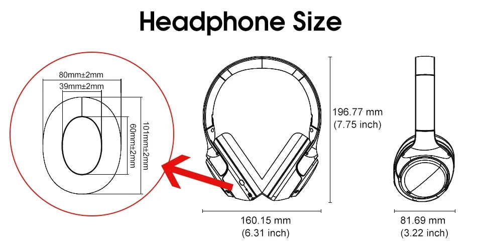 QCY H3 ANC 43dB Active Noise Cancellation Headphones Hi-Res Audio Wireless Earphones Bluetooth 5.4 Over the Ear Headsets 60Hrs