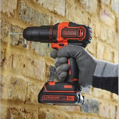 Black & Decker 18V Lithium Cordless Drill Driver in Kitbox 14 Bits