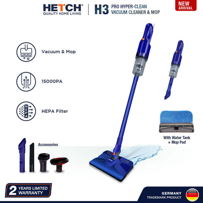 HETCH H3 PRO HYPER-CLEANED VACUUM CLEANER AND MOP HVC-1417-HC