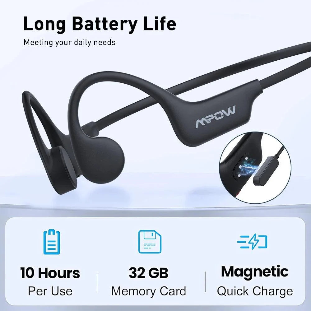 Mpow X6 Pro Bone Conduction Headphones Wireless Bluetooth 5.3 Waterproof IPX8 Professional Sports Headset Built-in 32GB Memory