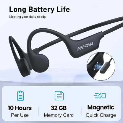 Mpow X6 Pro Bone Conduction Headphones Wireless Bluetooth 5.3 Waterproof IPX8 Professional Sports Headset Built-in 32GB Memory