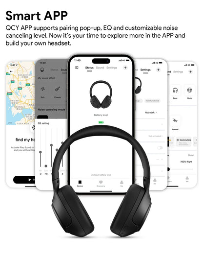 QCY H3 ANC 43dB Active Noise Cancellation Headphones Hi-Res Audio Wireless Earphones Bluetooth 5.4 Over the Ear Headsets 60Hrs