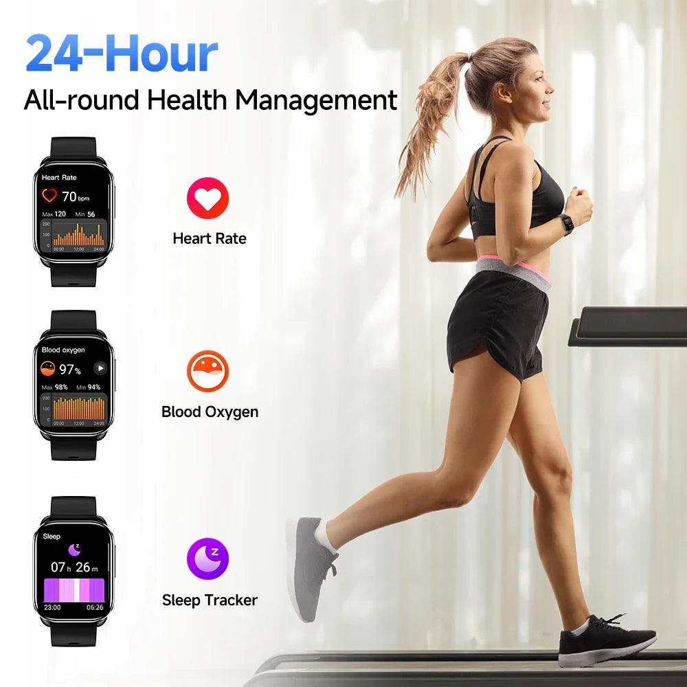 QCY Watch GS Smartwatch Fitness Tracker for 100+ Sport Modes 2.02'' Large Screen BT5.2 Bluetooth Call Smart Watch Health Monitor