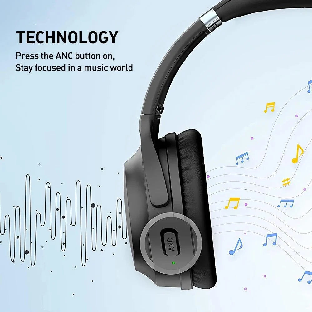 Mpow 40Hours Bluetooth Active Noise Cancelling Headphones CVC 8.0 Mic Hi-Fi Bass Foldable Wireless Wired Headset for Home Office