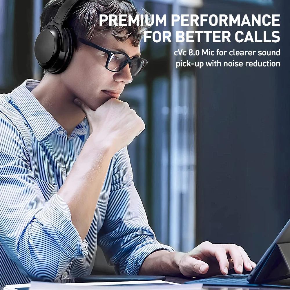 Mpow 40Hours Bluetooth Active Noise Cancelling Headphones CVC 8.0 Mic Hi-Fi Bass Foldable Wireless Wired Headset for Home Office