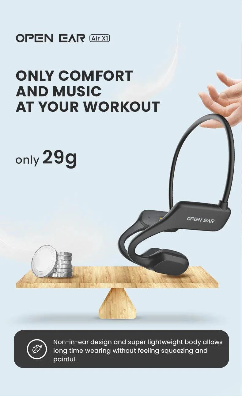 Bone Conduction Headphone Sport Running Waterproof Bluetooth Headset Open Ear Wireless Earphones With Mic For Cycling