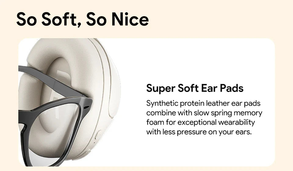 QCY H3 ANC 43dB Active Noise Cancellation Headphones Hi-Res Audio Wireless Earphones Bluetooth 5.4 Over the Ear Headsets 60Hrs