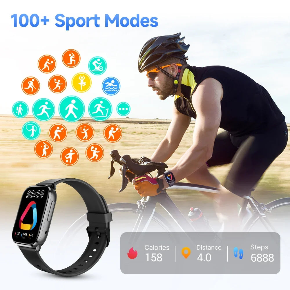 QCY Watch GS Smartwatch Fitness Tracker for 100+ Sport Modes 2.02'' Large Screen BT5.2 Bluetooth Call Smart Watch Health Monitor