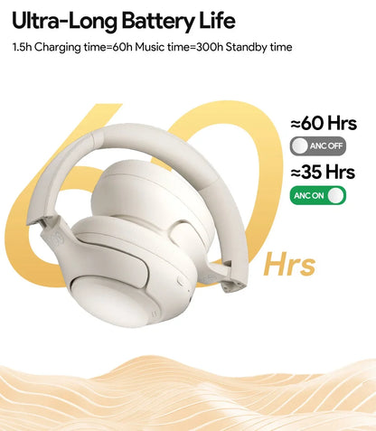 QCY H3 ANC 43dB Active Noise Cancellation Headphones Hi-Res Audio Wireless Earphones Bluetooth 5.4 Over the Ear Headsets 60Hrs