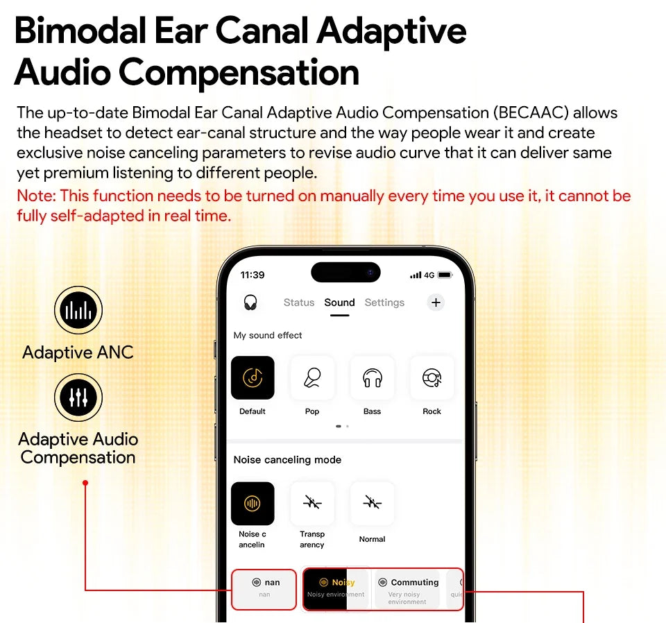 QCY H3 ANC 43dB Active Noise Cancellation Headphones Hi-Res Audio Wireless Earphones Bluetooth 5.4 Over the Ear Headsets 60Hrs