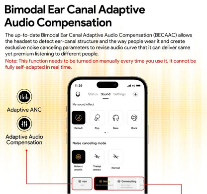 QCY H3 ANC 43dB Active Noise Cancellation Headphones Hi-Res Audio Wireless Earphones Bluetooth 5.4 Over the Ear Headsets 60Hrs