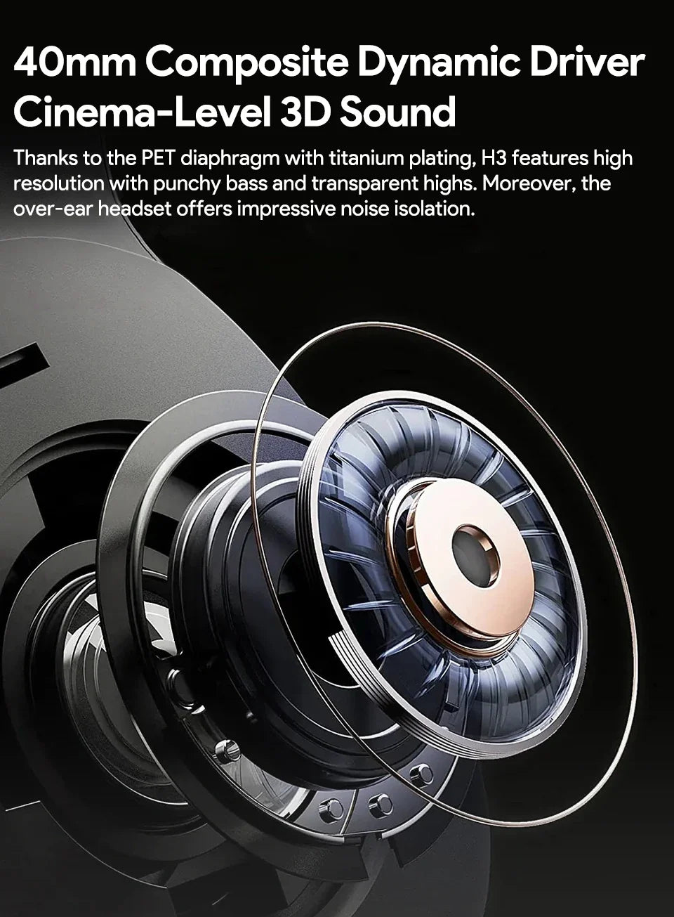QCY H3 ANC 43dB Active Noise Cancellation Headphones Hi-Res Audio Wireless Earphones Bluetooth 5.4 Over the Ear Headsets 60Hrs