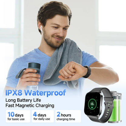 QCY Watch GS Smartwatch Fitness Tracker for 100+ Sport Modes 2.02'' Large Screen BT5.2 Bluetooth Call Smart Watch Health Monitor