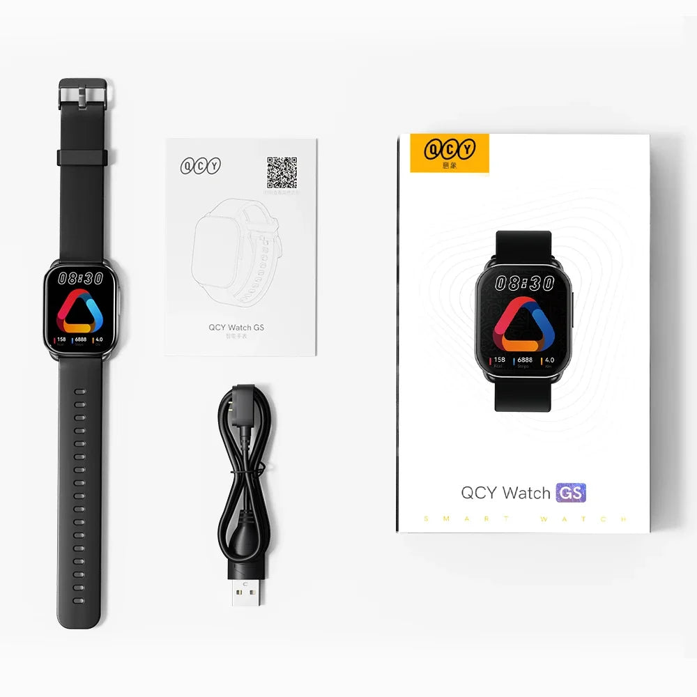 QCY Watch GS Smartwatch Fitness Tracker for 100+ Sport Modes 2.02'' Large Screen BT5.2 Bluetooth Call Smart Watch Health Monitor