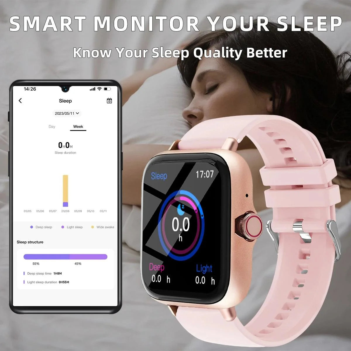 Smart Watch for Men, Women, 1.83" Touch Screen Fitness Tracker, IP68 Waterproof Smartwatch, Call & Message Reminder for Android iPhone