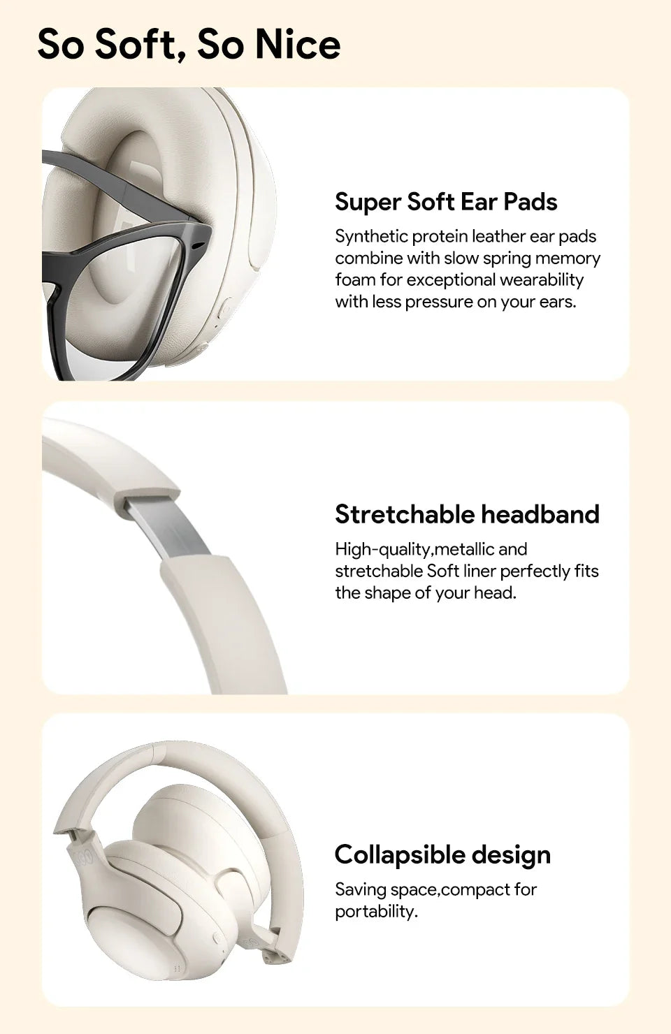 QCY H3 ANC 43dB Active Noise Cancellation Headphones Hi-Res Audio Wireless Earphones Bluetooth 5.4 Over the Ear Headsets 60Hrs