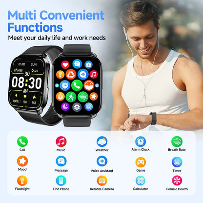 QCY Watch GS Smartwatch Fitness Tracker for 100+ Sport Modes 2.02'' Large Screen BT5.2 Bluetooth Call Smart Watch Health Monitor
