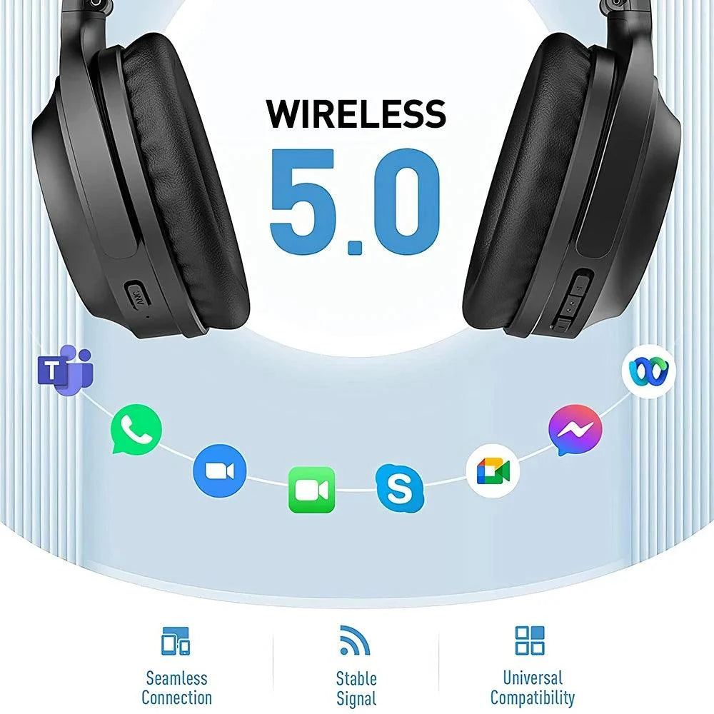 Mpow 40Hours Bluetooth Active Noise Cancelling Headphones CVC 8.0 Mic Hi-Fi Bass Foldable Wireless Wired Headset for Home Office