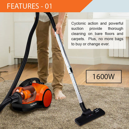 HETCH Cyclone Strong Suction 30000pa Cyclonic Vacuum Cleaner Hepa Filter (1600W) CVC-1408-HC