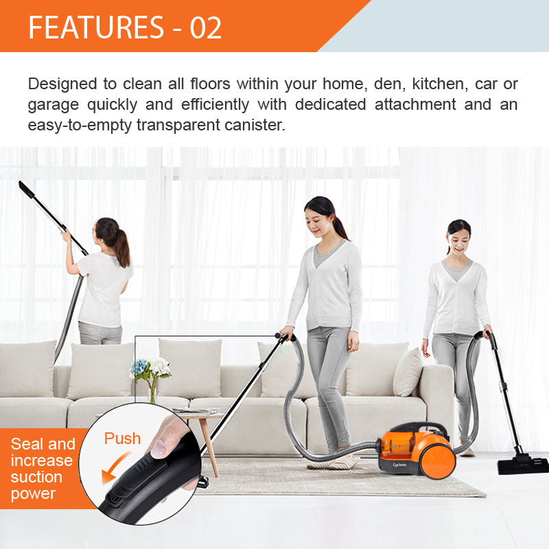 HETCH Cyclone Strong Suction 30000pa Cyclonic Vacuum Cleaner Hepa Filter (1600W) CVC-1408-HC