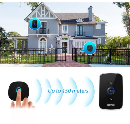 Home Security Welcome Wireless Doorbell Alarm LED light 32 Songs with Waterproof Touch Button
