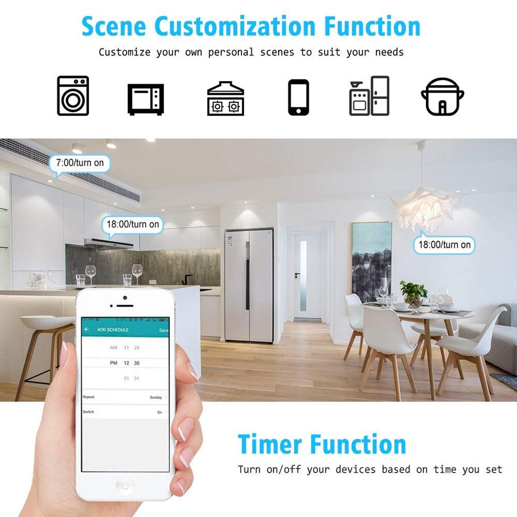 EPULA Smart WiFi Power Socket UK Plug Switch For Google Home