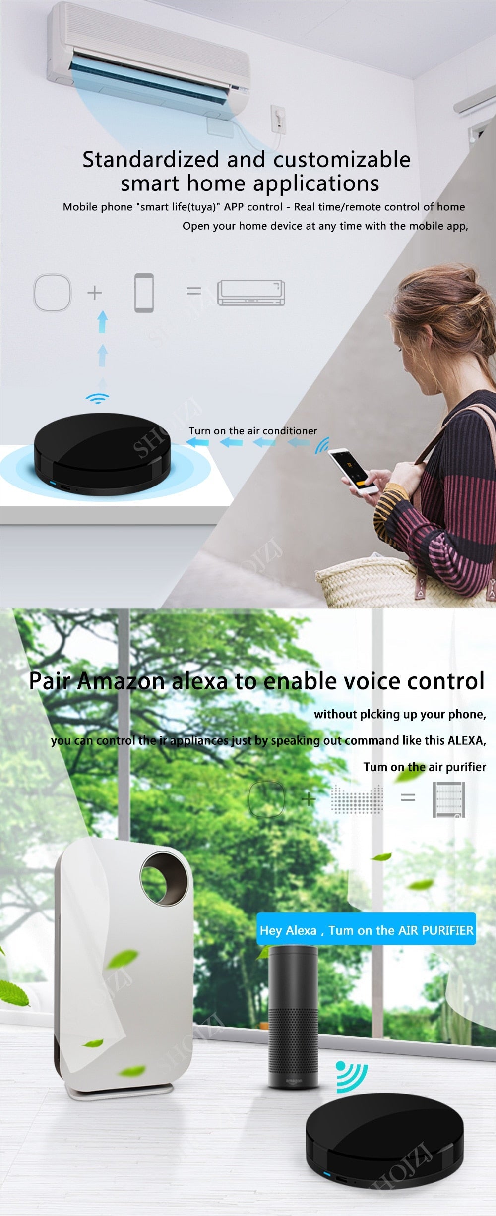 Universal WIFI+IR+RF Intelligent Smart Home Automation compatible for Alexa Google Home