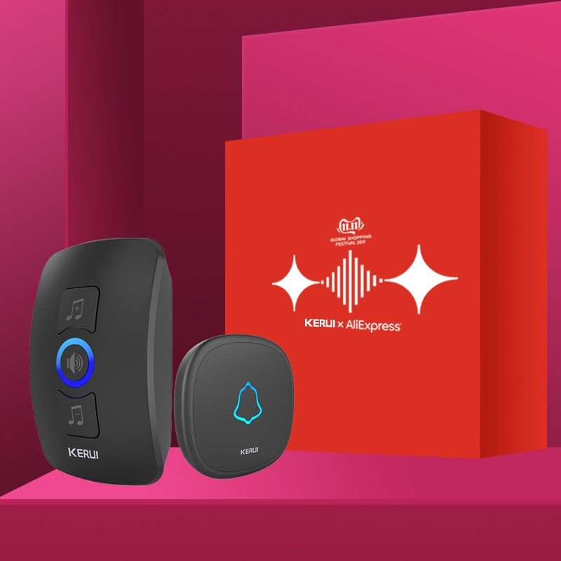 Home Security Welcome Wireless Doorbell Alarm LED light 32 Songs with Waterproof Touch Button