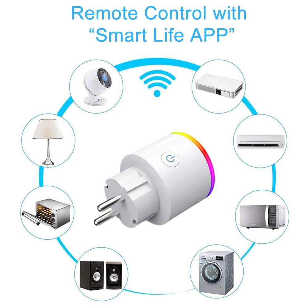 16A EU RGB wifi wireless Smart Plug socket outlet with Power Monitor, Works with Google Home Alexa
