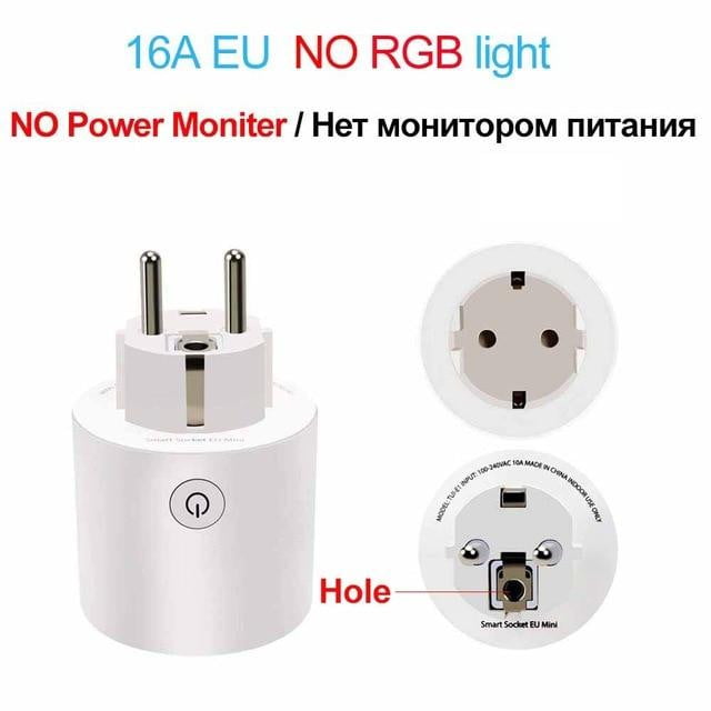16A EU RGB wifi wireless Smart Plug socket outlet with Power Monitor, Works with Google Home Alexa