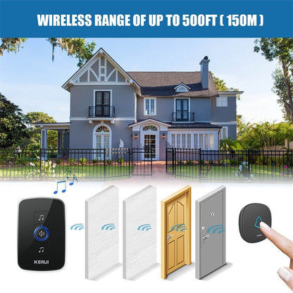 Home Security Welcome Wireless Doorbell Alarm LED light 32 Songs with Waterproof Touch Button