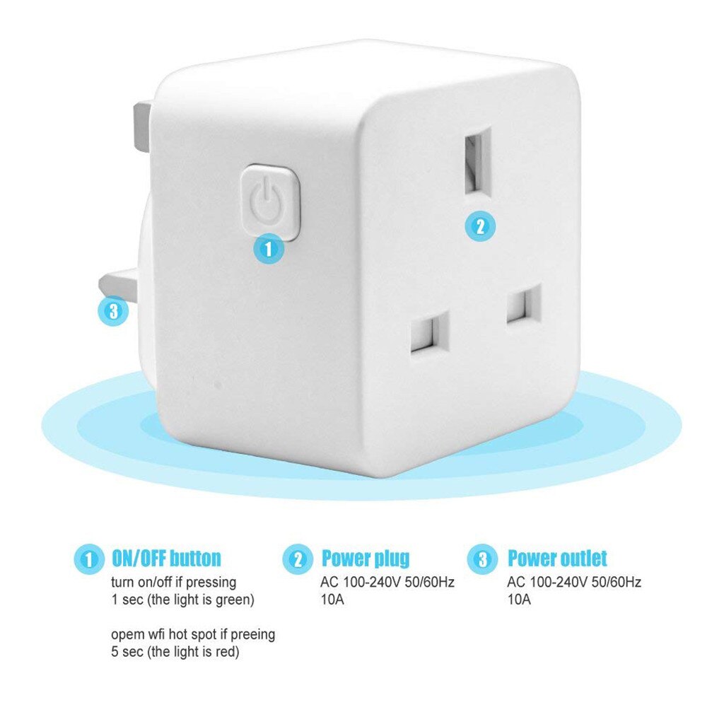 EPULA Smart WiFi Power Socket UK Plug Switch For Google Home